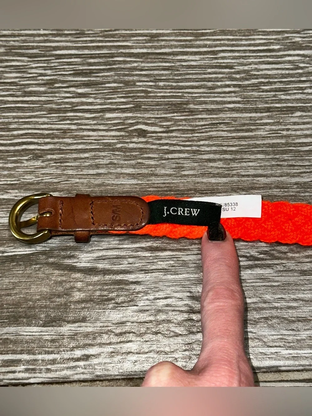 J. Crew Skinny Neon Orange Braided Cotton Belt Women’s Brass Buckle Size Sm/Med - Picture 4 of 7
